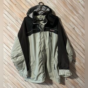 Roots Two-Tone Black & Gray Double Zipper Performance Rain Jacket Windbreaker
